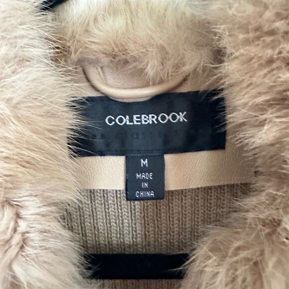 Colebrook Tan Rabbit Fur Knit Zip Uo Sweater Vest Size Medium - Picture 2 of 5